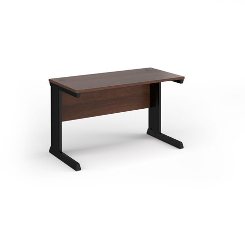Vivo straight desk 1200mm x 600mm - black frame Walnut top - VEX12-K-W