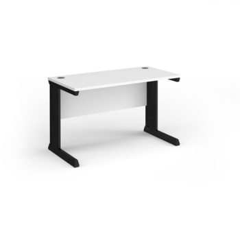 Vivo straight desk 1200mm x 600mm - black frame White Top - VEX12-K-WH