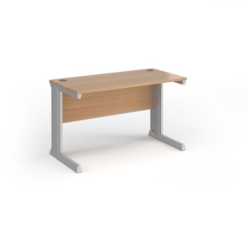 Vivo straight desk 1200mm x 600mm - silver frame Beech top - VEX12-S-B