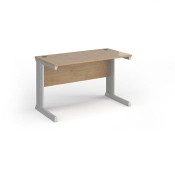 Vivo straight desk 1200mm x 600mm - silver frame Kendal Oak Top - VEX12-S-KO
