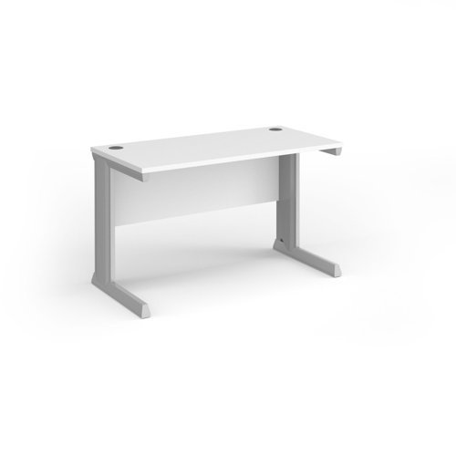 Vivo straight desk 1200mm x 600mm - silver frame White Top - VEX12-S-WH