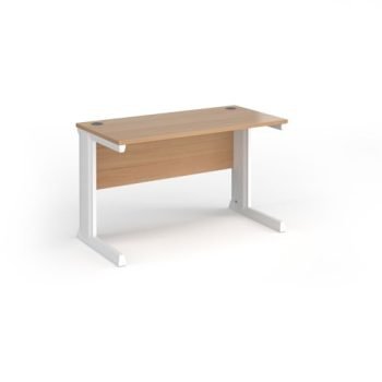 Vivo straight desk 1200mm x 600mm - white frame Beech top - VEX12-WH-B