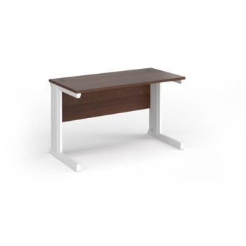 Vivo straight desk 1200mm x 600mm - white frame Walnut top - VEX12-WH-W