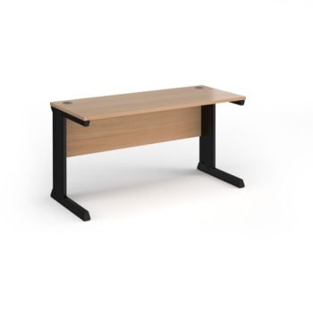 Vivo straight desk 1400mm x 600mm - black frame Beech top - VEX14-K-B