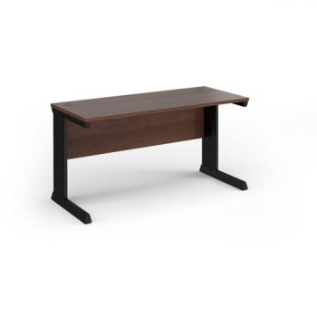 Vivo straight desk 1400mm x 600mm - black frame Walnut top - VEX14-K-W