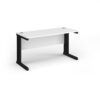 Vivo straight desk 1400mm x 600mm - black frame White Top - VEX14-K-WH