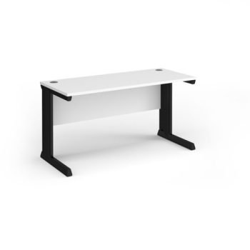Vivo straight desk 1400mm x 600mm - black frame White Top - VEX14-K-WH