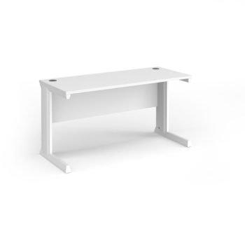 Vivo straight desk 1400mm x 600mm - white frame White Top - VEX14-WH-WH