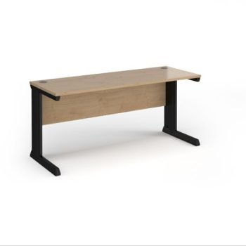 Vivo straight desk 1600mm x 600mm - black frame Kendal Oak Top - VEX16-K-KO