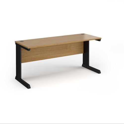 Vivo straight desk 1600mm x 600mm - black frame Oak Top - VEX16-K-O