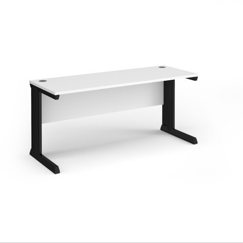 Vivo straight desk 1600mm x 600mm - black frame White Top - VEX16-K-WH