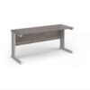 Vivo straight desk 1600mm x 600mm - silver frame Grey Oak Top - VEX16-S-GO