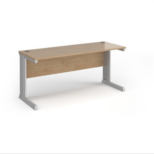 Vivo straight desk 1600mm x 600mm - silver frame Kendal Oak Top - VEX16-S-KO