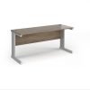 Vivo straight desk 1600mm x 600mm - silver frame Nebraska Oak Top - VEX16-S-NO