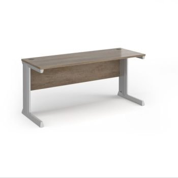 Vivo straight desk 1600mm x 600mm - silver frame Nebraska Oak Top - VEX16-S-NO