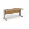 Vivo straight desk 1600mm x 600mm - silver frame Oak Top - VEX16-S-O