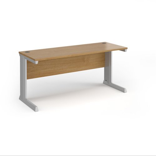Vivo straight desk 1600mm x 600mm - silver frame Oak Top - VEX16-S-O