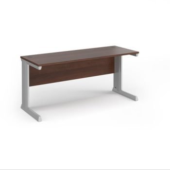 Vivo straight desk 1600mm x 600mm - silver frame Walnut top - VEX16-S-W