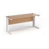 Vivo straight desk 1600mm x 600mm - white frame Beech top - VEX16-WH-B