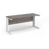 Vivo straight desk 1600mm x 600mm - white frame Grey Oak Top - VEX16-WH-GO