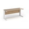 Vivo straight desk 1600mm x 600mm - white frame Kendal Oak Top - VEX16-WH-KO