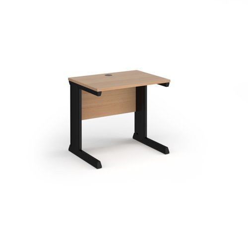 Vivo straight desk 800mm x 600mm - black frame Beech top - VEX8-K-B