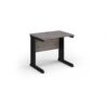 Vivo straight desk 800mm x 600mm - black frame Grey Oak Top - VEX8-K-GO
