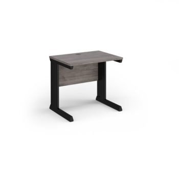 Vivo straight desk 800mm x 600mm - black frame Grey Oak Top - VEX8-K-GO