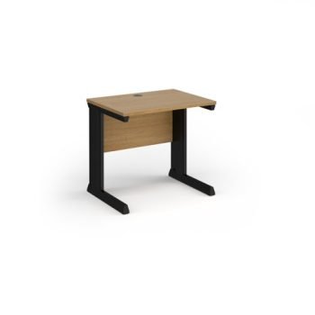 Vivo straight desk 800mm x 600mm - black frame Oak Top - VEX8-K-O