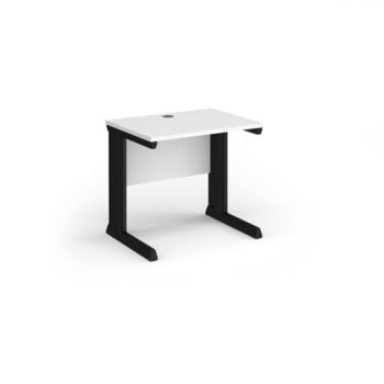 Vivo straight desk 800mm x 600mm - black frame White Top - VEX8-K-WH
