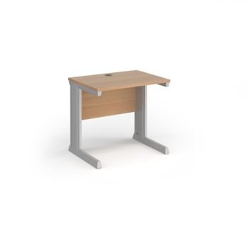 Vivo straight desk 800mm x 600mm - silver frame Beech top - VEX8-S-B