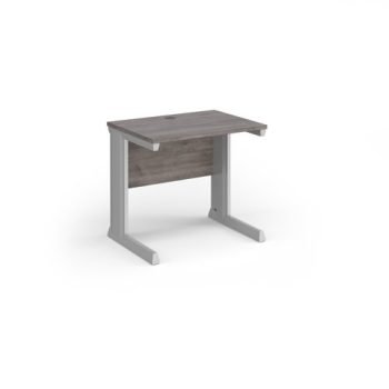 Vivo straight desk 800mm x 600mm - silver frame Grey Oak Top - VEX8-S-GO