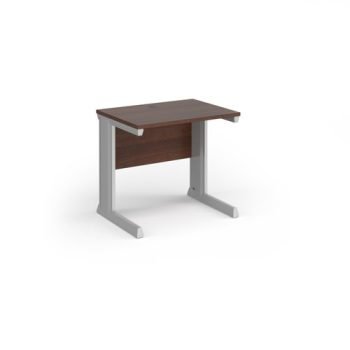 Vivo straight desk 800mm x 600mm - silver frame Walnut top - VEX8-S-W