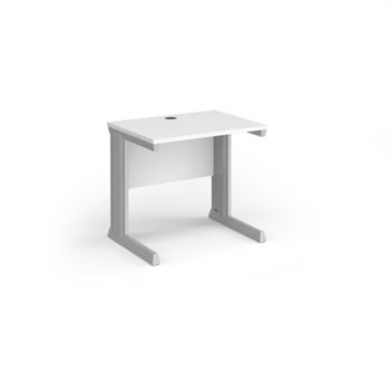 Vivo straight desk 800mm x 600mm - silver frame White Top - VEX8-S-WH