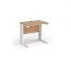 Vivo straight desk 800mm x 600mm - white frame Beech top - VEX8-WH-B