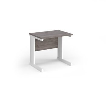 Vivo straight desk 800mm x 600mm - white frame Grey Oak Top - VEX8-WH-GO