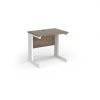 Vivo straight desk 800mm x 600mm - white frame Nebraska Oak Top - VEX8-WH-NO
