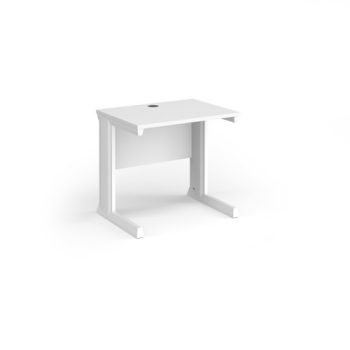 Vivo straight desk 800mm x 600mm - white frame White Top - VEX8-WH-WH