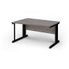 Vivo left hand wave desk 1400mm - black frame Grey Oak Top - VWL14-K-GO