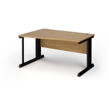 Vivo left hand wave desk 1400mm - black frame Oak Top - VWL14-K-O