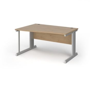 Vivo left hand wave desk 1400mm - silver frame Kendal Oak Top - VWL14-S-KO