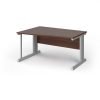 Vivo left hand wave desk 1400mm - silver frame Walnut top - VWL14-S-W
