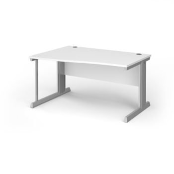 Vivo left hand wave desk 1400mm - silver frame White Top - VWL14-S-WH