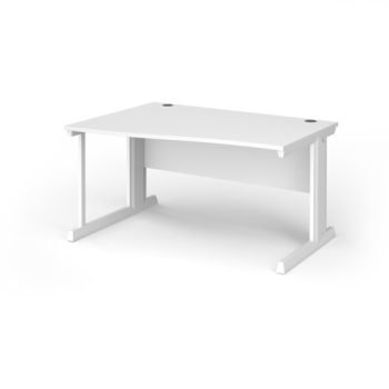 Vivo left hand wave desk 1400mm - white frame White Top - VWL14-WH-WH