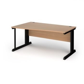 Vivo left hand wave desk 1600mm - black frame Beech top - VWL16-K-B