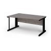 Vivo left hand wave desk 1600mm - black frame Grey Oak Top - VWL16-K-GO