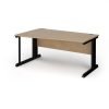Vivo left hand wave desk 1600mm - black frame Kendal Oak Top - VWL16-K-KO