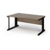 Vivo left hand wave desk 1600mm - black frame Nebraska Oak Top - VWL16-K-NO