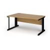 Vivo left hand wave desk 1600mm - black frame Oak Top - VWL16-K-O