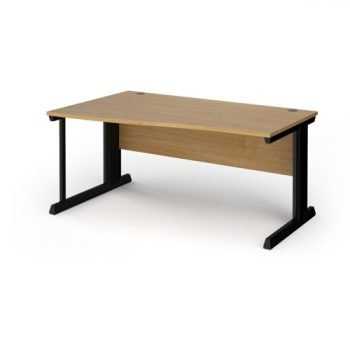 Vivo left hand wave desk 1600mm - black frame Oak Top - VWL16-K-O